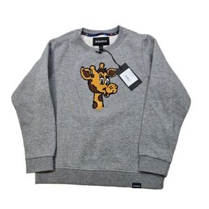 BONOBOS Kids Size‎ 8 Geoffrey Giraffe Crewneck Sweatshirt Light Heather Grey NEW